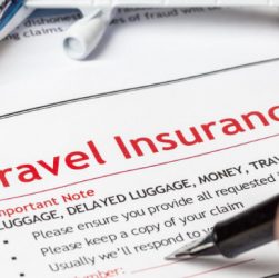 Image showing a person point out a point in a travel insurance papers.