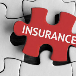 A jigsaw puzzle with the insurance word piece in the centre in red